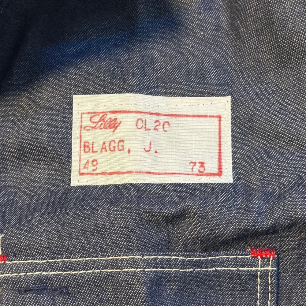 VTG 70s Wrangler Blue Bell Denim Chore Jacket Blanket Lined Size 44 Mint‎ Dark